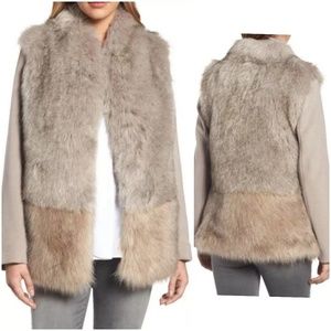 Elie Tahari Faux Fur Wool Ombre Vest Jacket Coat
